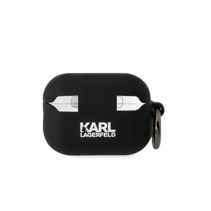 Karl Lagerfeld KLAP2RUNCHK AirPods Pro 2 dangtelis juodas/juodas Silikoninis Choupette Head 3D