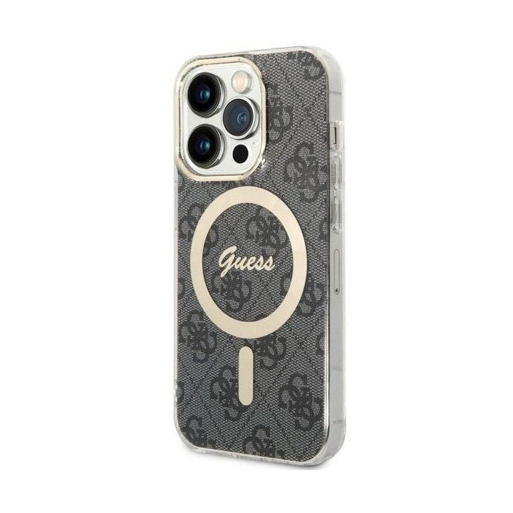Guess 4G MagSafe dėklas iPhone 14 Pro - juodas