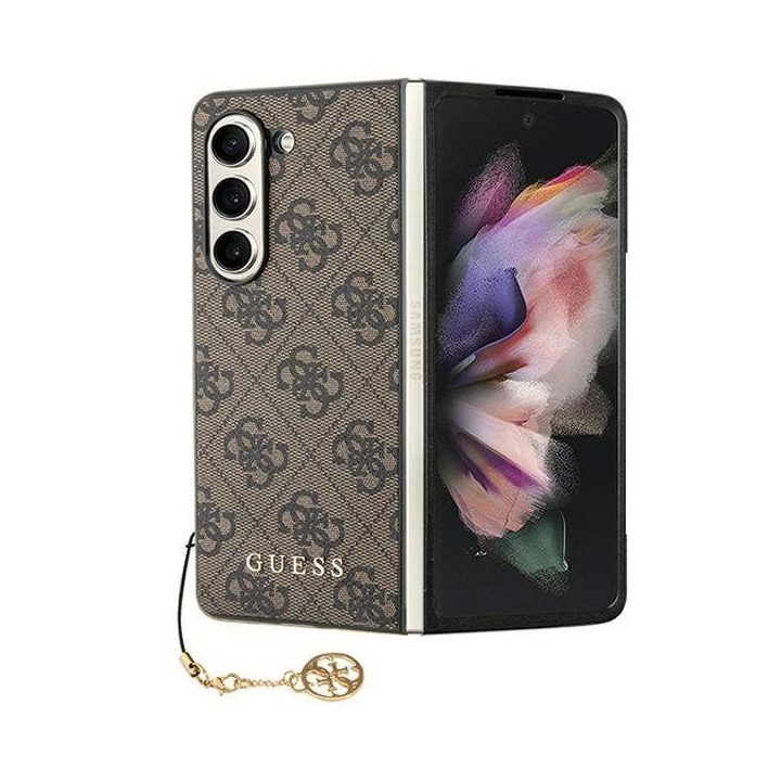 Guess GUHCZFD5GF4GBR F946 Z Fold5 rudos/rudos spalvos kietas dėklas 4G Charms Collection
