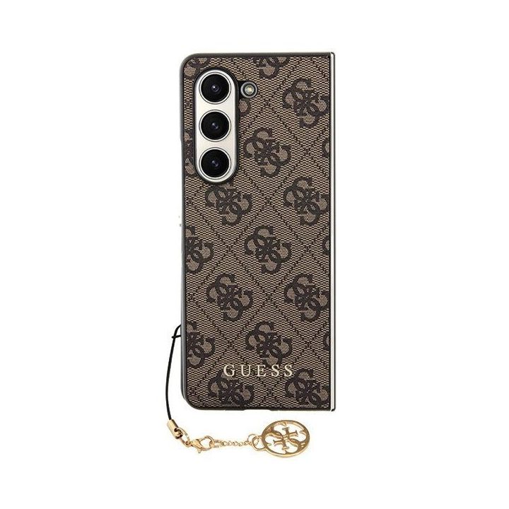 Guess GUHCZFD5GF4GBR F946 Z Fold5 rudos/rudos spalvos kietas dėklas 4G Charms Collection