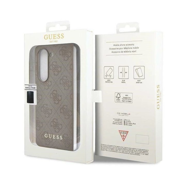 Guess GUHCZFD5GF4GBR F946 Z Fold5 rudos/rudos spalvos kietas dėklas 4G Charms Collection