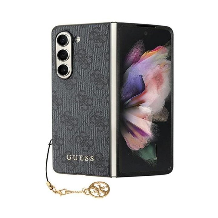 Guess GUHCZFD5GF4GGR F946 Z Fold5 pilkas/pilkas kietas dėklas 4G Charms Collection