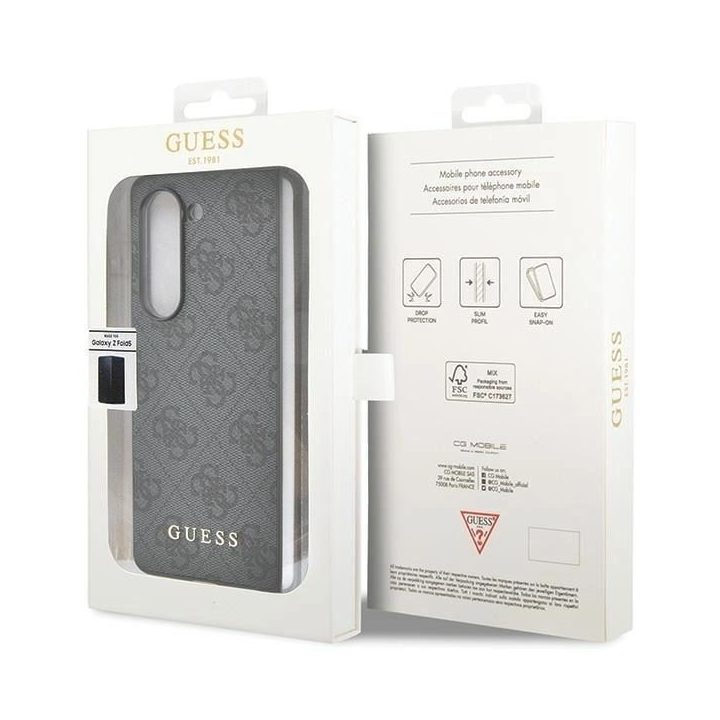Guess GUHCZFD5GF4GGR F946 Z Fold5 pilkas/pilkas kietas dėklas 4G Charms Collection