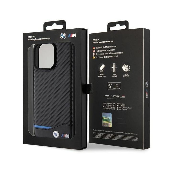 iPhone 15 Pro Max - juodas BMW odinis Carbon dėklas
