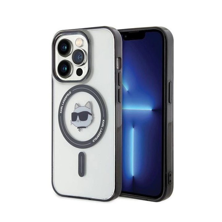 iPhone 15 Pro - skaidrus Karl Lagerfeld IML Choupette's Head MagSafe dėklas