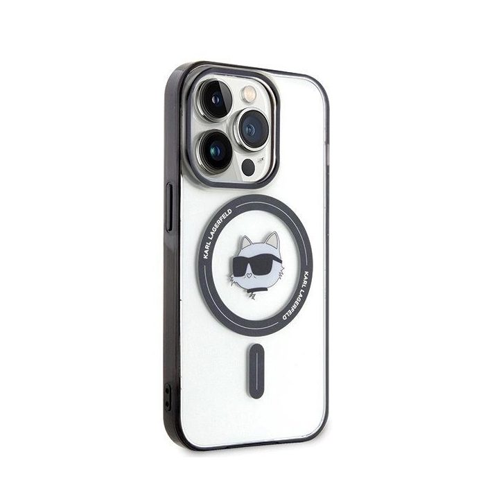 iPhone 15 Pro - skaidrus Karl Lagerfeld IML Choupette's Head MagSafe dėklas