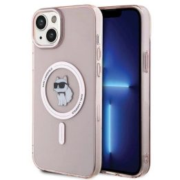 iPhone 15 Plus - rožinis Karl Lagerfeld IML Choupette MagSafe dėklas