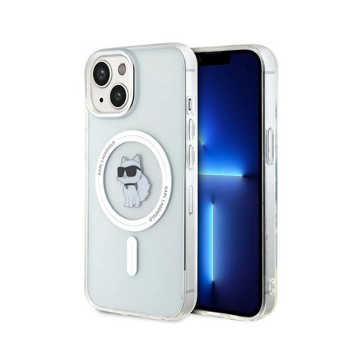 iPhone 15 - skaidrus Karl Lagerfeld IML Choupette MagSafe dėklas