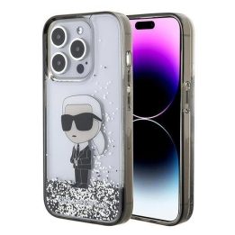 iPhone 15 Pro - skaidrus Karl Lagerfeld Liquid Glitter Ikonik dėklas
