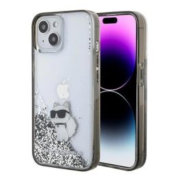 iPhone 15 - skaidrus Karl Lagerfeld Liquid Glitter Choupette dėklas