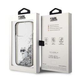 iPhone 15 Pro Max - skaidrus Karl Lagerfeld Liquid Glitter Choupette dėklas