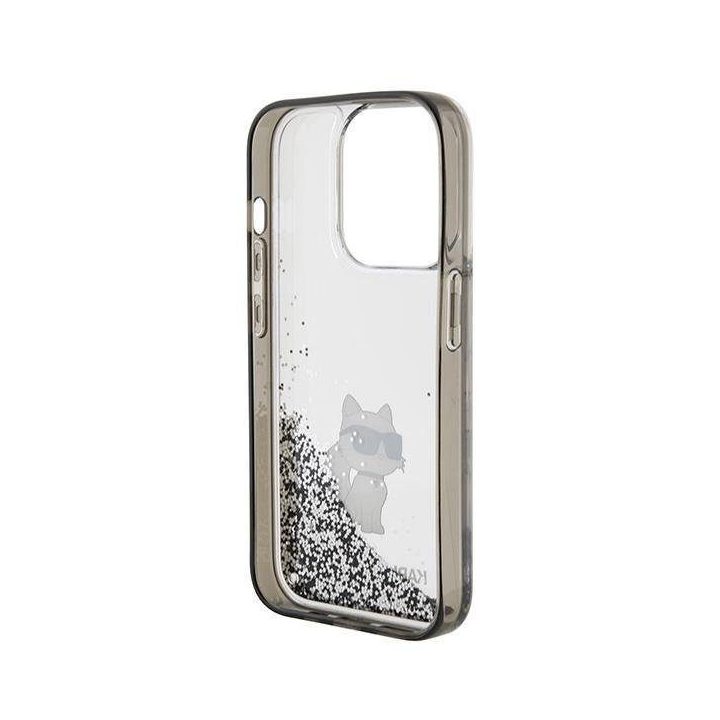 iPhone 15 Pro Max - skaidrus Karl Lagerfeld Liquid Glitter Choupette dėklas