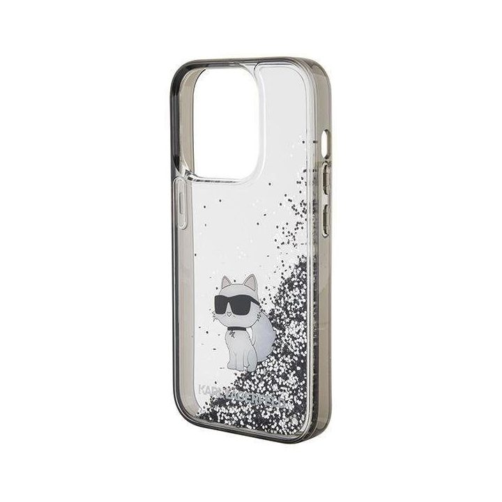iPhone 15 Pro Max - skaidrus Karl Lagerfeld Liquid Glitter Choupette dėklas