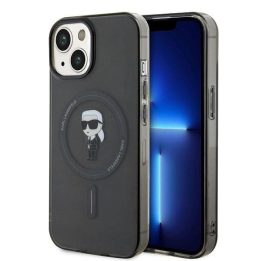 iPhone 15 - juodas Karl Lagerfeld IML Ikonik MagSafe dėklas