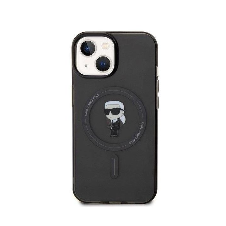 iPhone 15 - juodas Karl Lagerfeld IML Ikonik MagSafe dėklas