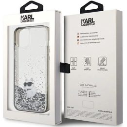 iPhone 15 Plus - skaidrus Karl Lagerfeld Liquid Glitter Choupette dėklas
