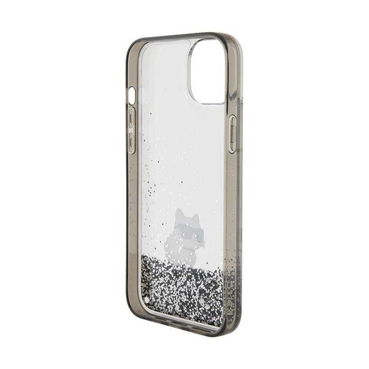 iPhone 15 Plus - skaidrus Karl Lagerfeld Liquid Glitter Choupette dėklas