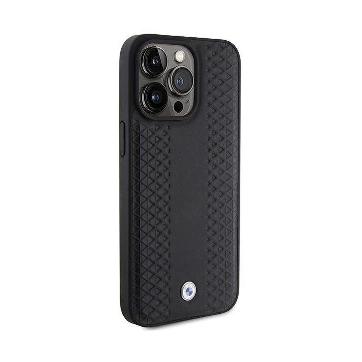 BMW odinis deimantinio rašto dėklas iPhone 15 Pro - juodas