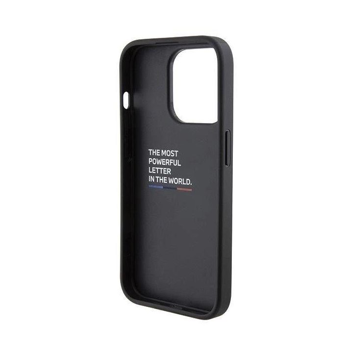 BMW Grip Stand Smooth & Perforated dėklas iPhone 15 Pro - juodas