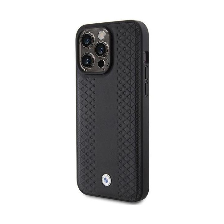 iPhone 15 Pro Max - juodas BMW odinis deimantinio rašto dėklas
