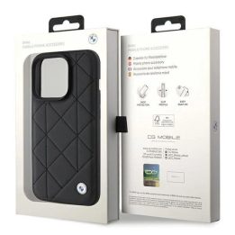 iPhone 15 Pro Max - juodas BMW odinis dygsniuotas dėklas