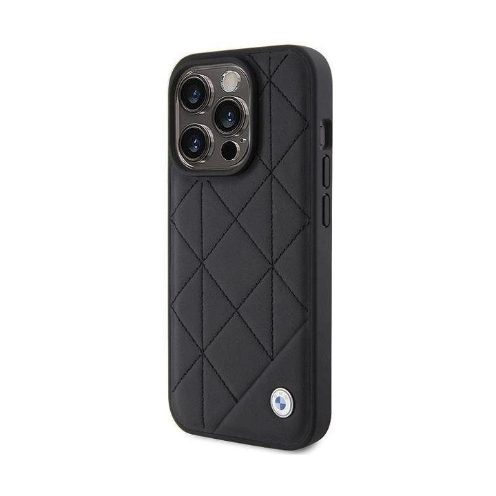 iPhone 15 Pro Max - juodas BMW odinis dygsniuotas dėklas
