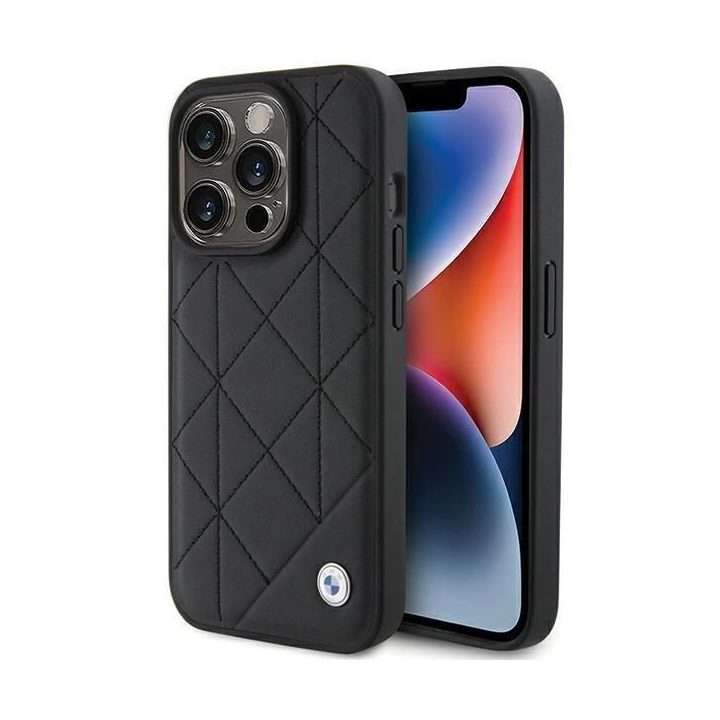 iPhone 15 Pro Max - juodas BMW odinis dygsniuotas dėklas