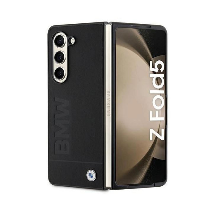 Samsung Galaxy Z Fold 5 - juodas BMW Signature Logo Imprint dėklas, skirtas