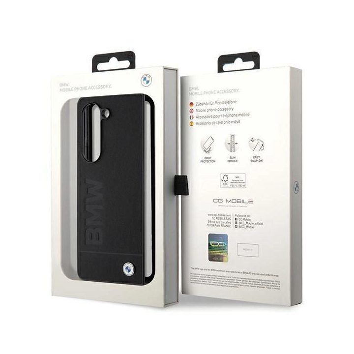 Samsung Galaxy Z Fold 5 - juodas BMW Signature Logo Imprint dėklas, skirtas