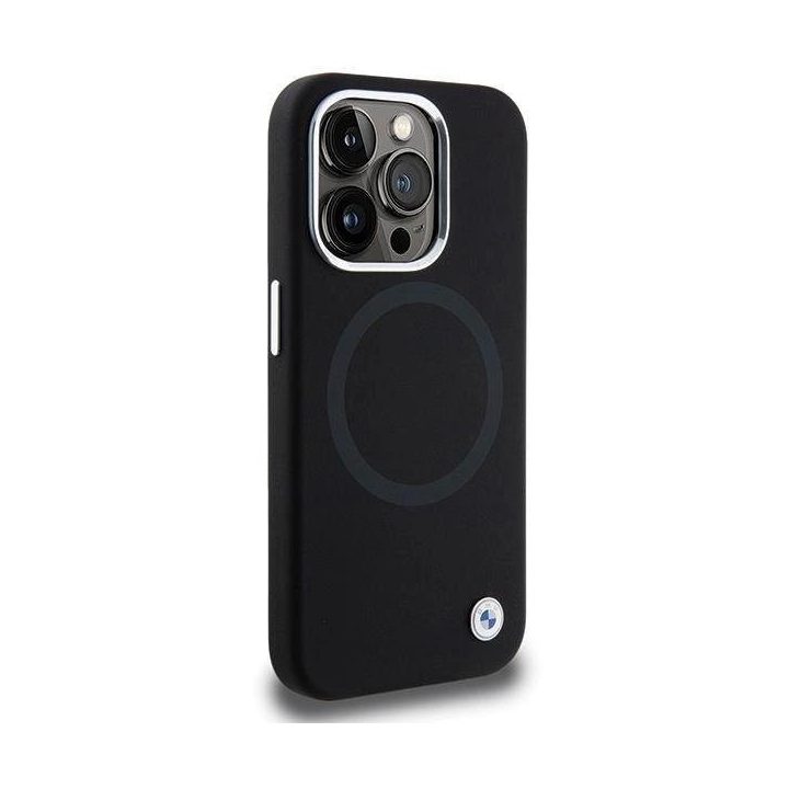 iPhone 15 Pro - juodas BMW Signature Liquid Silicone MagSafe dėklas