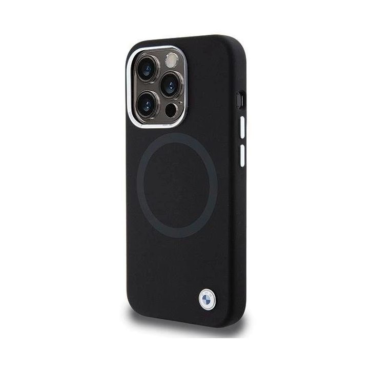 iPhone 15 Pro - juodas BMW Signature Liquid Silicone MagSafe dėklas