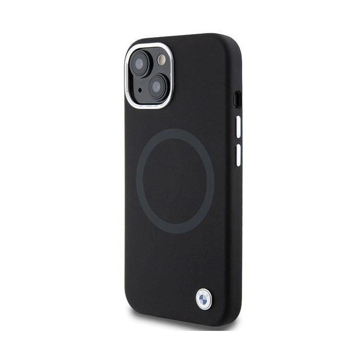 iPhone 15 - juodas BMW Signature Liquid Silicone MagSafe dėklas