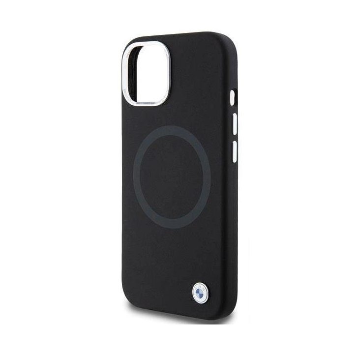 iPhone 15 - juodas BMW Signature Liquid Silicone MagSafe dėklas