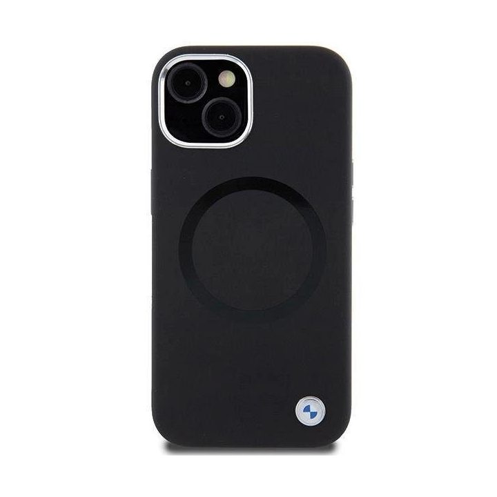 iPhone 15 - juodas BMW Signature Liquid Silicone MagSafe dėklas