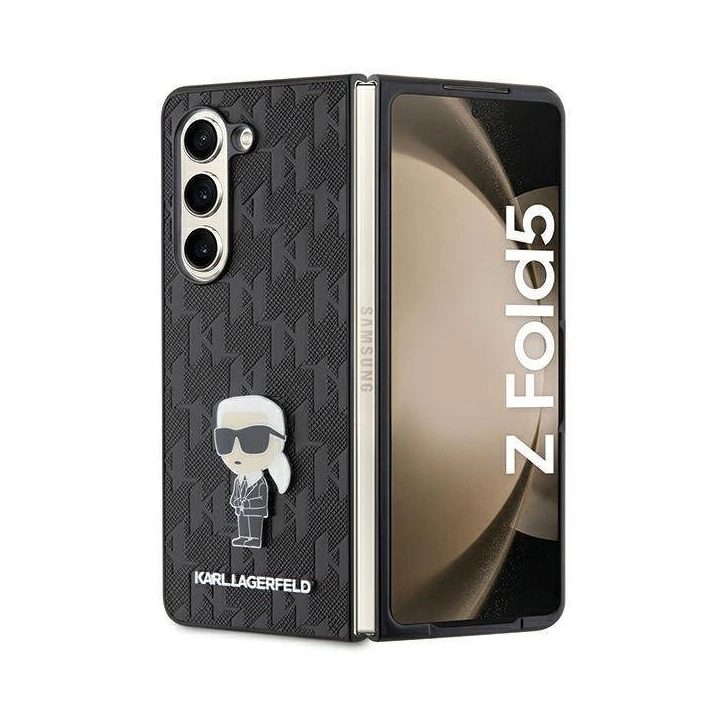 Samsung Galaxy Z Fold 5 - juodas Karl Lagerfeld Saffiano Monogram Ikonik Pin dėklas