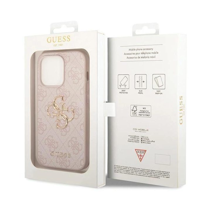 iPhone 15 Pro - rožinis Guess 4G Big Metal Logo dėklas