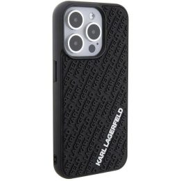 iPhone 15 Pro - juoda Karl Lagerfeld 3D guminis dėklas su keliais logotipais