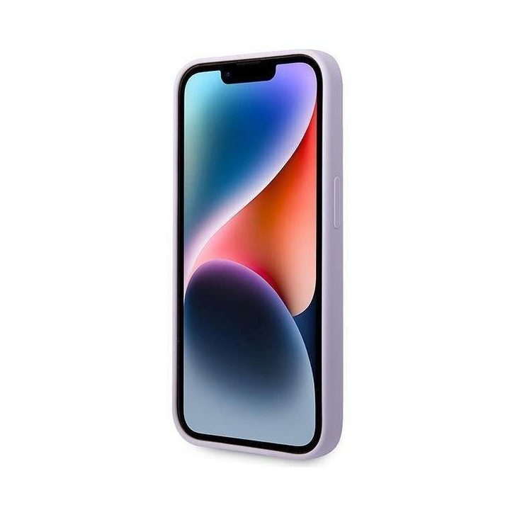 iPhone 14 Pro Max 6,7 violetinės/violetinės spalvos deklas Guess GUHCP14XSLSMU Silikono aukso logotipas