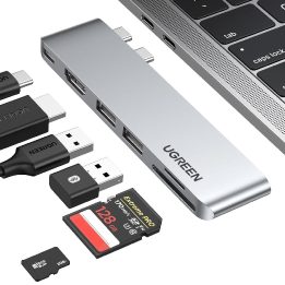 HUB'as CM380 2xUSB C - HDMI/2xUSB 3.0/SD TF/USB C PD - pilkas