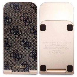 indukcinis įkroviklis - rudas Guess 4G Pattern MagSafe sulankstomas 2in1 15W