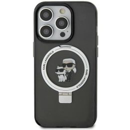 iPhone 11 / Xr - juodas Karl Lagerfeld žiedinis stovas Karl&Choupette MagSafe dėklas