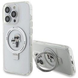 iPhone 13 Pro Max - baltas Karl Lagerfeld Ring Stand Karl&Choupette MagSafe dėklas