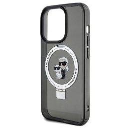 iPhone 13 Pro Max - juodas Karl Lagerfeld Ring Stand Karl&Choupette MagSafe dėklas