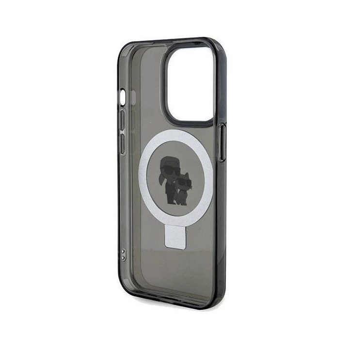 iPhone 13 Pro Max - juodas Karl Lagerfeld Ring Stand Karl&Choupette MagSafe dėklas