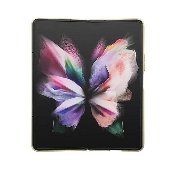 Samsung Galaxy Z Fold 5 - aukso spalvos Guess Glitter Script dėklas, skirtas