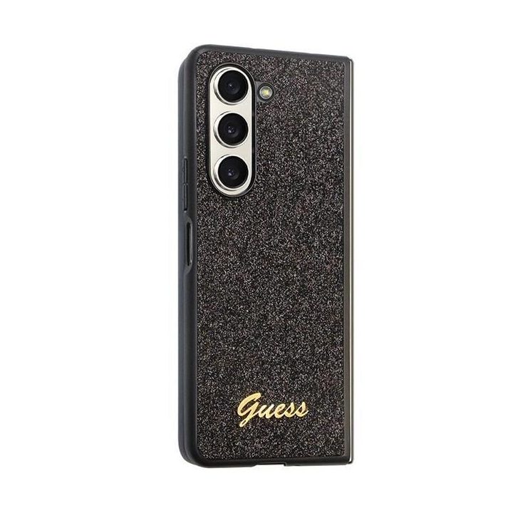 Samsung Galaxy Z Fold 5 - juodas Guess Glitter Script dėklas, skirtas