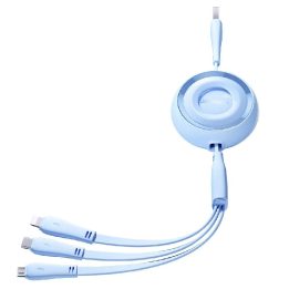 ištraukiamas USB C / Lightning / microUSB 1 m ilgio laidas - mėlynas