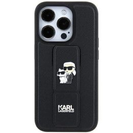 iPhone 11 / Xr - juodas Karl Lagerfeld Gripstand Saffiano Karl&Choupette Pins dėklas