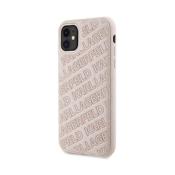iPhone 11 / Xr - rožinis Karl Lagerfeld dygsniuotas K modelio dėklas