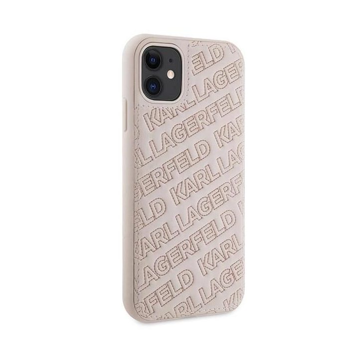 iPhone 11 / Xr - rožinis Karl Lagerfeld dygsniuotas K modelio dėklas